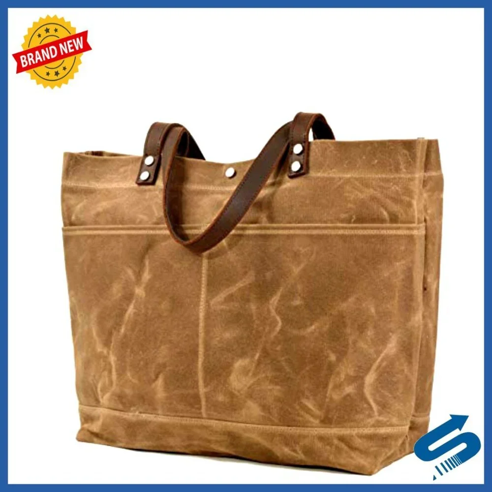 Waxed Canvas Travel Tote Bag Extra Large Carryall Shoulder Bag Durable
